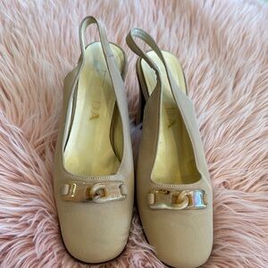 Vintage Prada Women's Cream Slingback Shoes Size 36 1/2